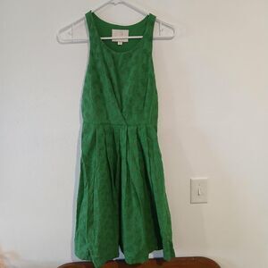 Anthropologie Women's Green Midi Dress Tennis Racket Design Size 2P